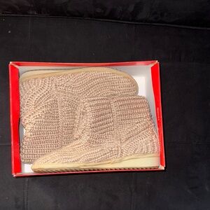 Cozy Knit Ankle Boots - Beige